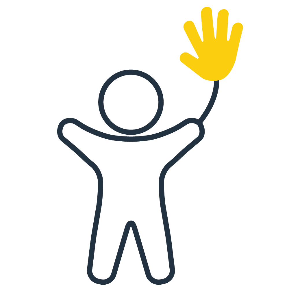 A buble stick figure depicting a child holding a balloon hand similar to the first 5 stanislaus logo